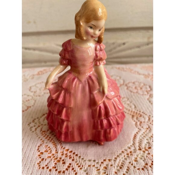 Vintage 1950s Royal Doulton "Rose" Porcelain Girl Ruffled Dress - Picture 10 of 11